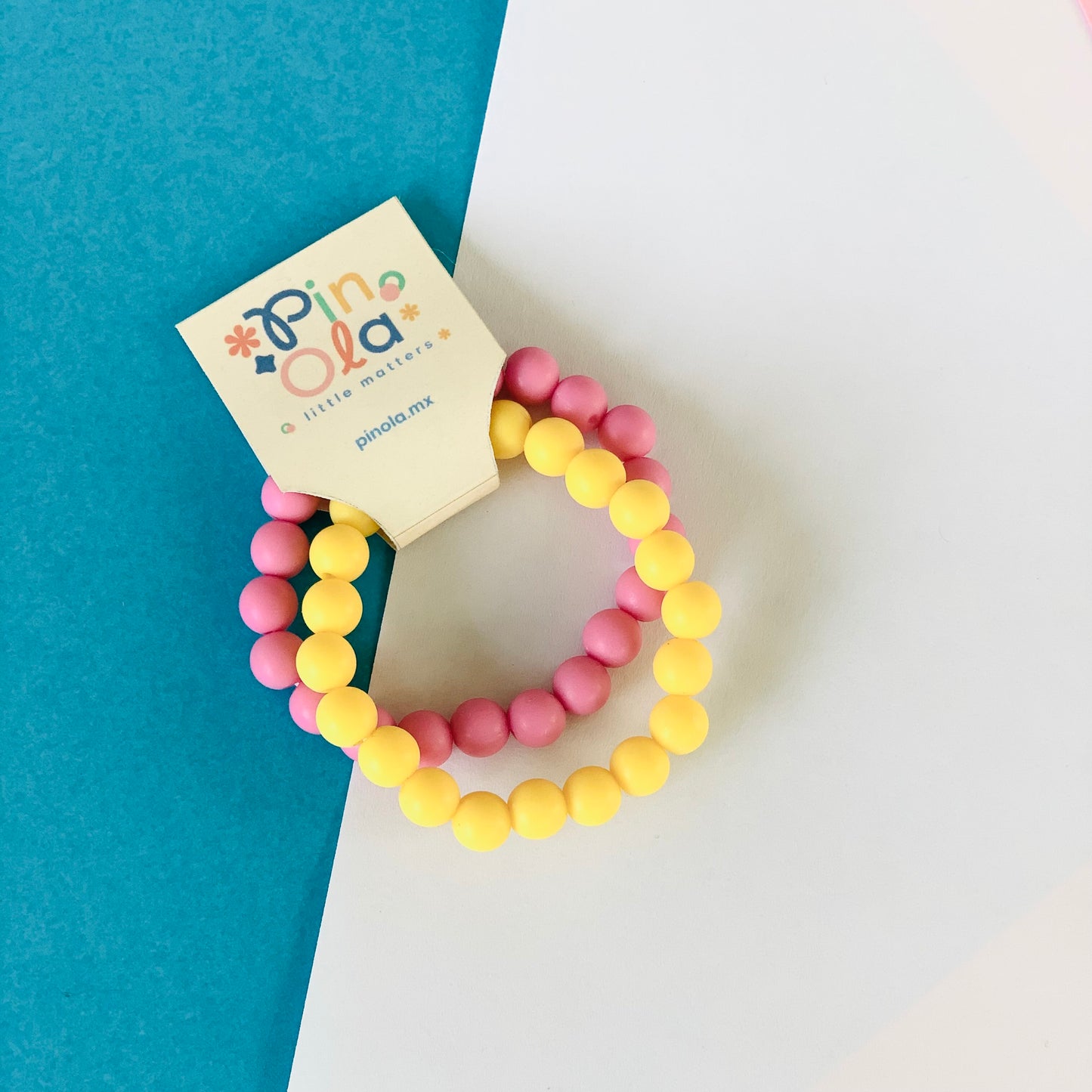 Pulsera mate rosa y amarillo