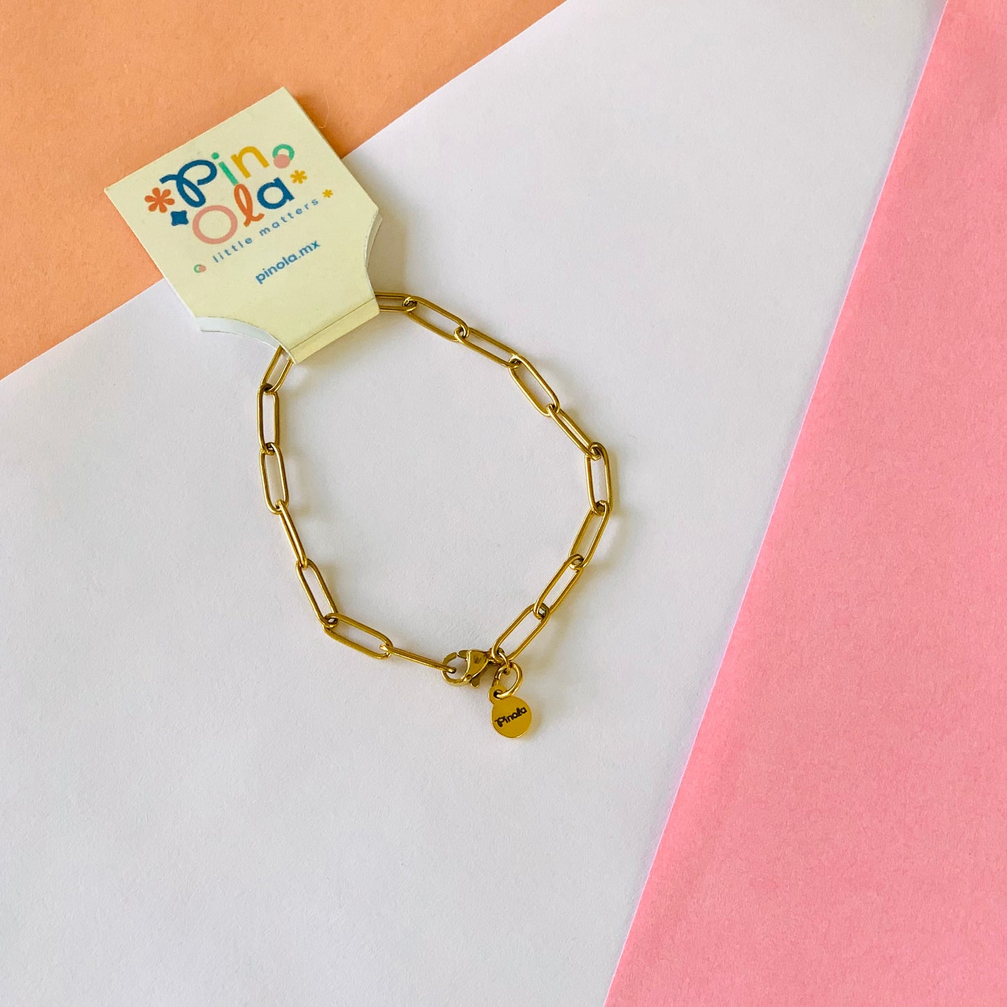 Brazalete dorado eslabones largos (Acero inoxidable)