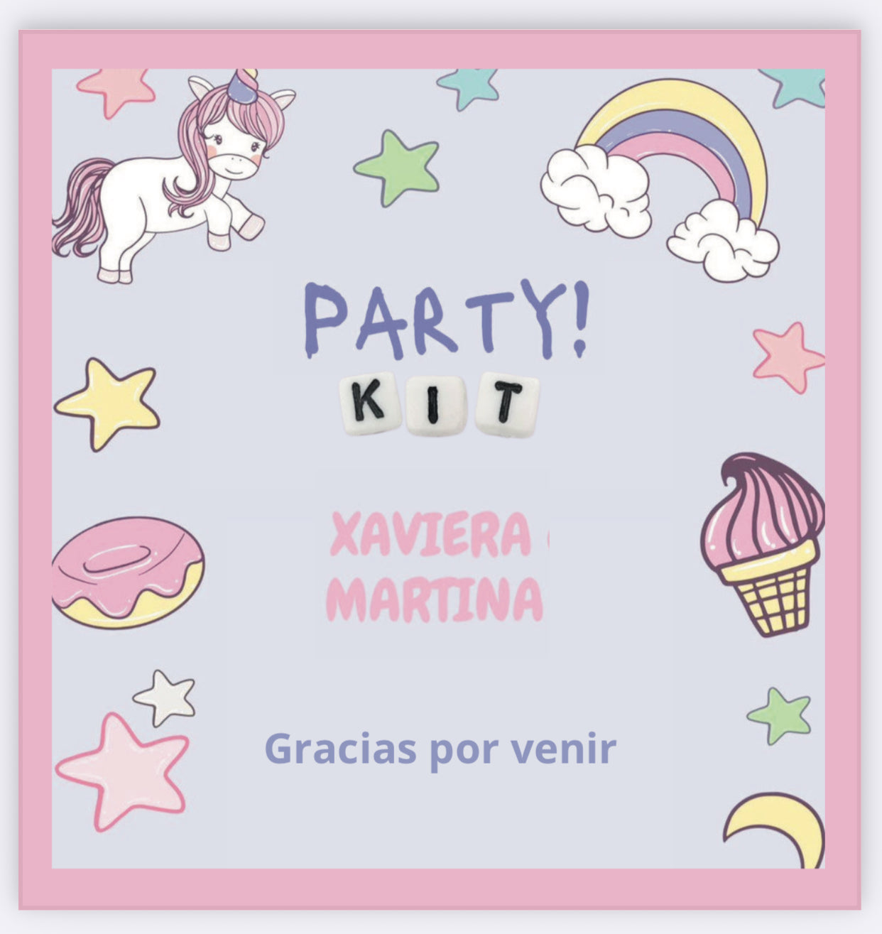 Party kit 43 piezas ($65 la pieza)