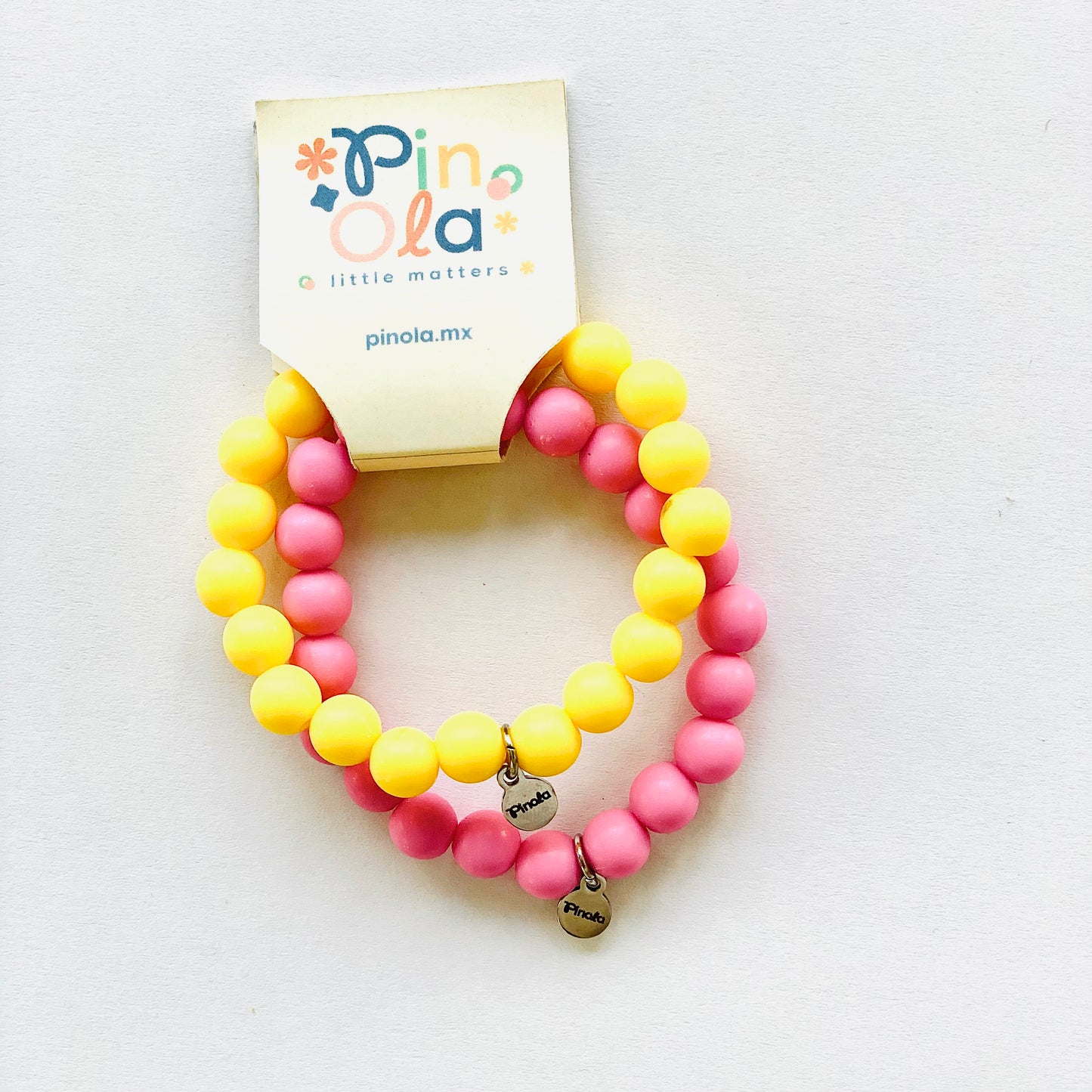 Pulsera mate rosa y amarillo