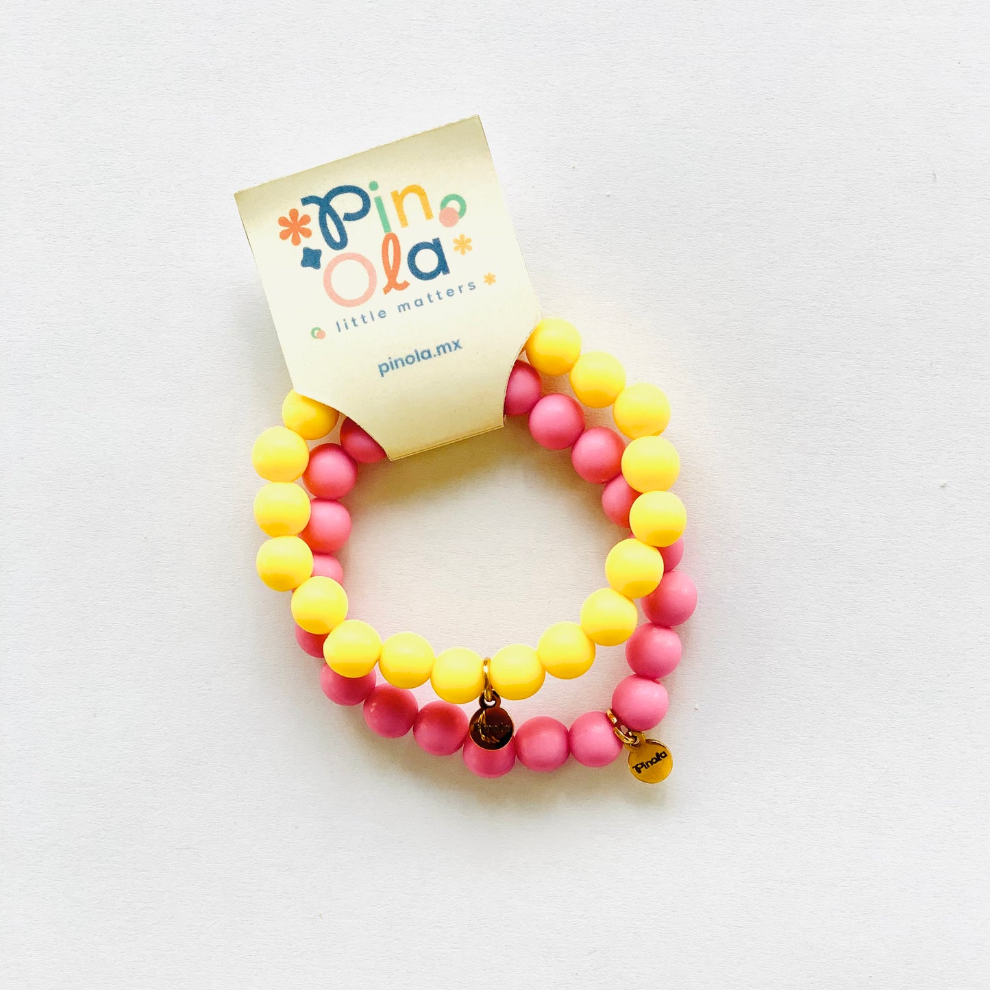 Pulsera mate rosa y amarillo