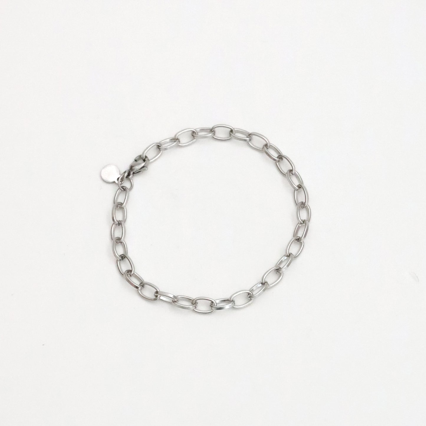 Brazalete plateado eslabones cortos (Acero inoxidable)