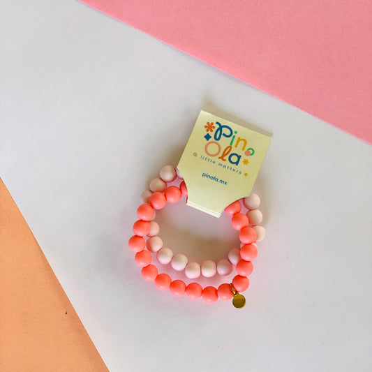Pulsera mate coral y rosa