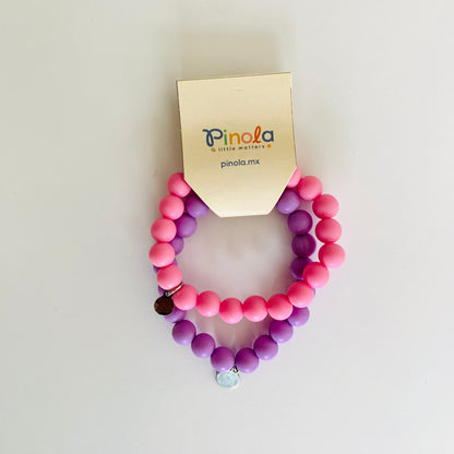 Pulsera mate rosa y morado