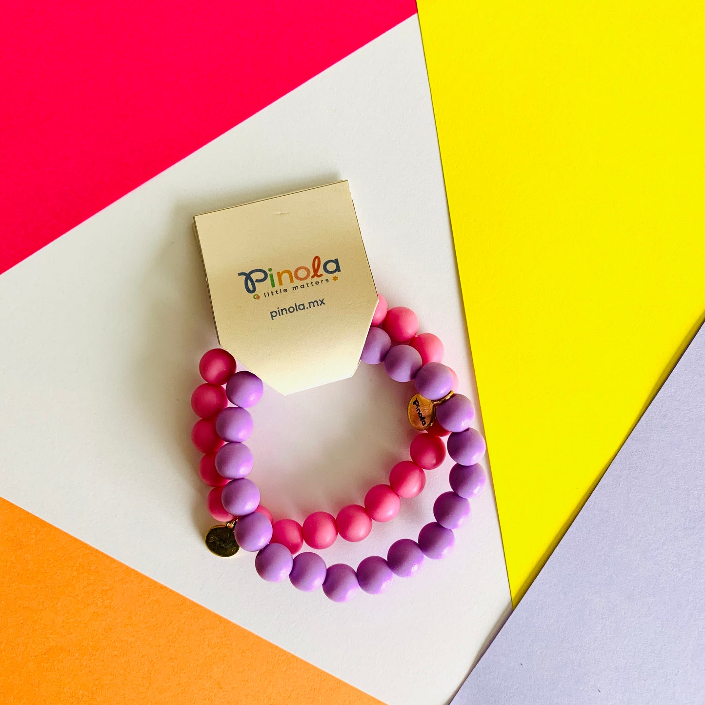 Pulsera mate rosa y morado