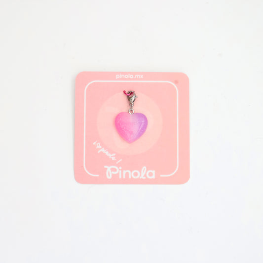Dije acrilico corazón rosa,blanco,morado